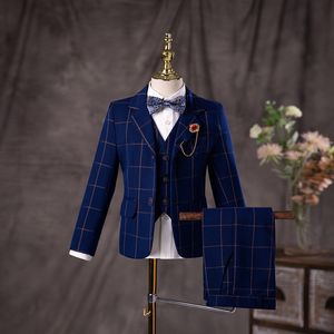 Kläder uppsättningar Flower Boys Wedding Suit Children Birhtday P Ograph Dress Kids Fromal Blazer Set School Childrening Performance Costume 230412