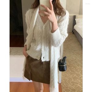 Women's Sweaters Alpaca V-neck Cardigan Sweater Winter With Scarf Short Wool Jacket