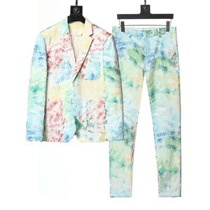 2024Mens Suit Blazers Western Giyim Tasarımcısı Erkekler Klasik Mektup Baskı Blazer Sonbahar Lüks Out Gare Slim Fit Mektubu Patchwork Kadın Elbise Pantolon