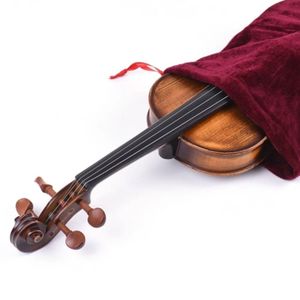 Violinpåse dammtäcke satin tyg skyddande väska med dragskot violin tillbehör för 4/4 och 3/4 fiolröd färg