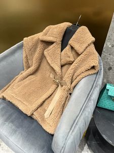 Misto lana da donna MAX Scialle con orsacchiotto Donna Autunno Inverno Giacca di cammello Cappotto di lana di pecora Risvolto Giacca corta di seta di alpaca di fascia alta 231113