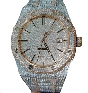 Роскошные мужские часы 4130 Движение 3255 Montre de Luxe Mosang Stone Iced Cz Watch Blingling Watchs 904L Автоматические механические наручные часы для мужчин
