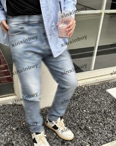 xinxinbuy erkek kadın kadın tasarımcı pantolon jacquard mektup şerit cepler denim kot 1854 bahar yaz gündelik pantolon siyah mavi gri s-2xl