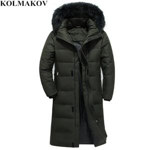 Męskie Parkas Kolmakov Męskie kaczki Down Down Coats Winter Mens Goose Down Down For Big Tall Man X-Long Parkas S-6xl z odejmowanym kapeluszem 231113