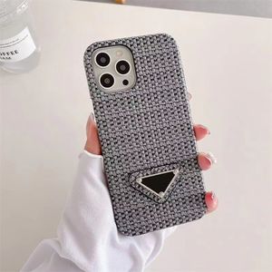 iPhone 14 13 Pro Max Designer Phone Case for Apple 15 11 XR XS 8 7 6 Plus Luxury Weave Pattern Pu Leather Mobile Back Bover