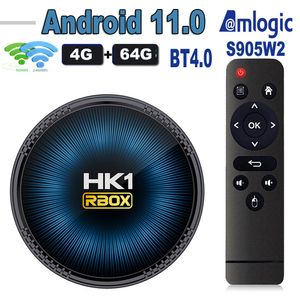 10pcs HK1 Rbox W2 Android 11 TV Box 4GB 64GB Amlogic S905W2 4K AV1 미디어 플레이어 2.4G 5G Wi -Fi BT4.0