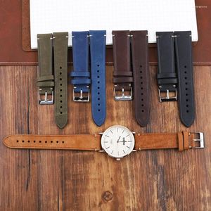 Assista Bandas Vintage Genuine Cow Leather Strap 18mm 19mm 20mm 22mm Handmade Watchband Brown Substituição Cintos para Acessórios