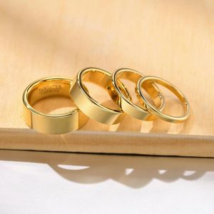 Anéis de casamento 18k cor dourada tungstênio para menino menina 2mm 4mm 6mm 8mm bandas polidas planas casais aniversário joias de dedo