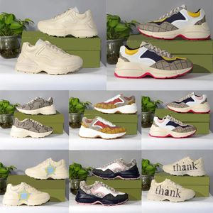 Designer shoes Rhython shoes casual shoes Men Women's GG Rhyton sneaker lip sports thick soled men women cartoon letters thick soleg G family beige camel outdoor