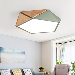 Deckenleuchten Modern Dimming Schlafzimmer Wohnzimmer LED Lampe Geometric Border Wood amp; Iron Children # 39; s Kitchen Gang Home