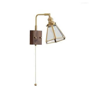 Wall Lamps Retro Rotary Llight Glass Copper Flexible Sconce With Switch For Living Room Bedside Lamp Loft Home Decor Fixture