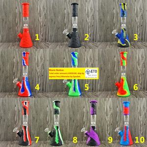 Recycler Silikon Wasser Bong Dab Bohrinseln Handgefertigte Bongs Silikon Wasser Bubbler Pfeife Hohe Becher Bongs mit 10 Farben