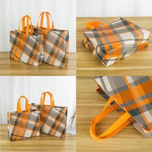 Shopping Bags Grid Printing Eco Bag Waterproof Non-woven Fabric Storage Pouch All-match Folding Grocery Wholesale