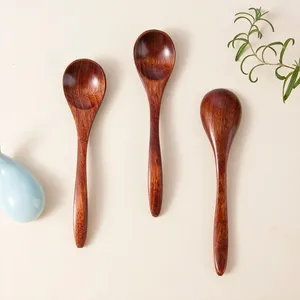 Spoons 3pcs High Quality Wooden Spoon Long Handle Teaspoon Rice Soup Dessert Coffee Kitchen Cooking Tools Home Tableware