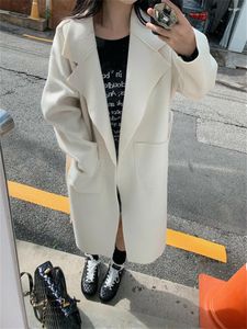 Coletes femininas Alien Kitty Elegante Lã Solta Maxi Trench Mulheres Slim Outono 2023 Casual Windbreaker Office Lady High Street Work Wear