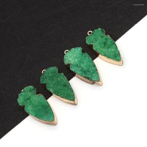 Pendant Necklaces Natural Stone Green Crystal Leaf 12-38mm Charm Making Jewelry DIY Necklace Earrings Fashion Boutique Ladies Accessories