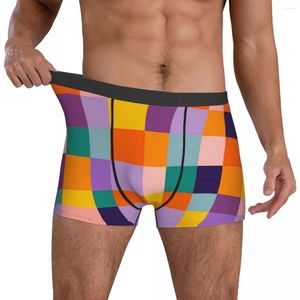 Underbyxor rutigt mönster underkläder neon stil mäns shorts bror mjuka boxershorts kvalitet design plus storlek