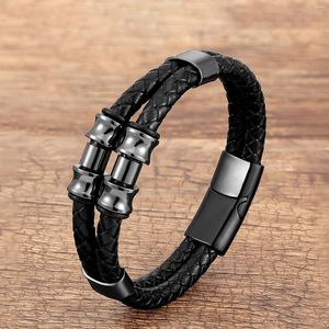 Charm Armbänder Punk Edelstahl Herren Klassisches Echtes Leder Seil Kette Schmuck Accessoires Neuheiten 2023 Trend zum Verkaufen