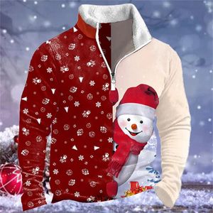 Hoodies masculinos boneco de neve natal sweetshirts casual topo navidad pulôveres com capuz com zíper-sudaderas