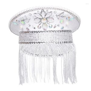 Baretten met juwelen versierde hoed glinsterende Captain Crystal voor muziekfestivals ingelegd