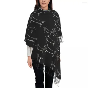 Basker Pablo Picasso Line Art Wild Wiener Dog Dachshund Pattern SCARF Wrap Long Winter Fall Warm Tassel Shawl Badger Scarves