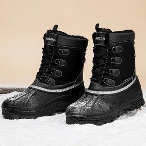 Botas de inverno masculinas de neve moda antiderrapante impermeável pelúcia quente confortável curto ao ar livre pesca casual sapatos de algodão