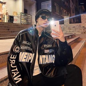 Jaquetas masculinas estilo americano jaqueta homens rua motocicleta roupas hiphop na moda marca ruffian bonito y2k top couro