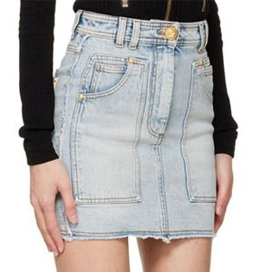 23SS FW Женские дизайнерские юбки A-Line с металлическими пуговицами джинсовая мини-юбка для девушек женская винтажная бренда милана бренда высокого класса.