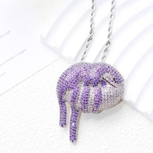 Pendant Necklaces Fashion Hip HopJewelry Cute Lip-shaped 2-color Full Of Shiny Zircon Jewelry Gift Necklace For Women