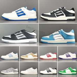 2023 Moda Skel Top Top Low Casual Shoes Corte a mão Hi Leather Skeleton Sports Sports Blue Red Branco Branco Verde Cinza Cinzento Tênis ao ar livre Com caixa original 35-44 B4