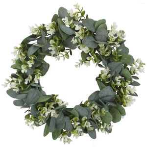 Flores decorativas Faux Boxwood Wreath 12.9inch Artificial para a porta da frente da parede pendurada Janela da parede Festa de casamento