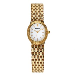 Kvinnors klockor Berny Golden Women Wristwatch Small Dial Ladies Gold Watch Armband Waterproof Quartz Watch Compact Stylish Luxury Women's Watch 231102