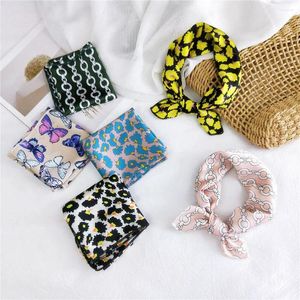 Scarves Square Scarf Hair Tie Band For Business Party Women Cute Pattern Head Head-Neck Satin Silk 50 50cm FJ384