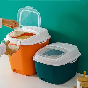 Storage Bottles Container Food Bucket Convenient Flip Bottom Roller Good Sealing Large Capacity Cereal Rice For Home