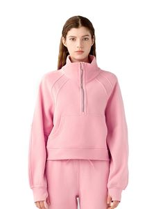 Al Yoga Women Sports Jacket Ny plysch Löst montering Kort sporttröja Stand Collar Windproof värme med Pocket Casual