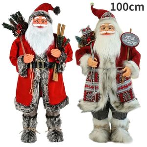 Christmas Decorations 100cm Big Santa Claus Doll Children Xmas Gift Christmas Tree Decorations Navidad Home Wedding Party Supplies Plush Ornaments 231109