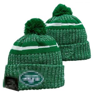 Jets Beanies New York Beanie Cap Wool Warm Sport Knit Hat Hockey North American Team Striped Sideline USA College Cuffed Pom Hats Men Women A1