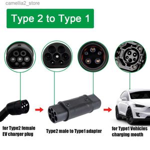 Electric Vehicle Accessories Afax EVSE Adapter Typ 1 till Type 2 EV -adapterkonvertor SAE J1772 till Tesla EV Charger Connector för typ 2 GBT Electric Car Use Q231113