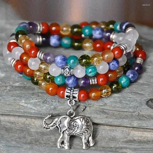 Strand SN0318 Chakra Balance 108 Mala Pulseira Elefante Contas Yoga Colar Atacado