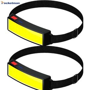 Head Lamps Wide Beam Strong Power COB LED-strålkastare USB-laddningsbar strålkastare COB Strålkastare Portable Head Lamp inbyggd batterihuvud Ljus P230411