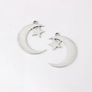 Charms 20st Tibetan Silver Celestial Moon Star Crescent Pendants för halsband som gör smycken Fynd 44x32mm