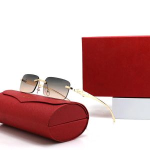 A114 Solglasögon Fashion Ner Frameless Women Rektangel Coating Buffalo Horn Solglasögon UV400 Bevis glasögon med låda