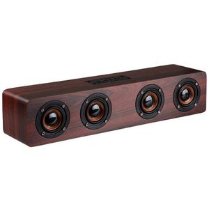 Freeshipping W8 4Horns 12W Wooden Wireless Bluetooth Speaker with TF Card Playback and AUX Wired Connection for Smartphone / PC / Telev Egrx