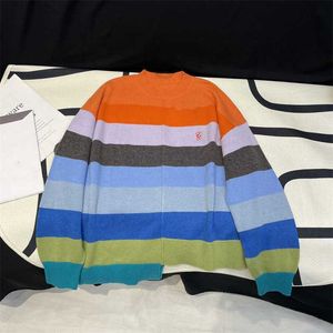 Kobiety Sweters Designer 23 Autumn/Winter Nowy w stylu Sweet Girl Okoła szyja z kolorowymi paskami długi i krótki okrągły szyi Sweater Oeog