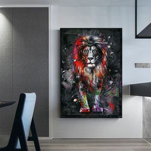 Ahpainting Home Picture Lion Painting Modern Animal Wall Art Zdjęcia dla plakatu Płótna obrazy Dekor