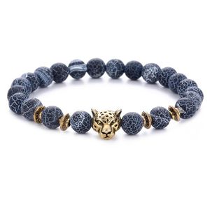 Fios com miçangas de miçangas com a bracelete da cabeça de pedra de pedra da moda para homens homens de lava de lava de lava naturais Bracelets