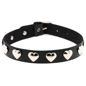 Gargantilla gargantillas moda Punk PU cuero corazón collar mujeres gótico declaración flor collares Cosplay Harajuku joyería