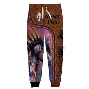 Stampa 3d Uomo Donna Nativo Indiano Lupo Sudore Harajuku Pantaloni sportivi a figura intera Pantaloni invernali Pantaloni divertenti casual001