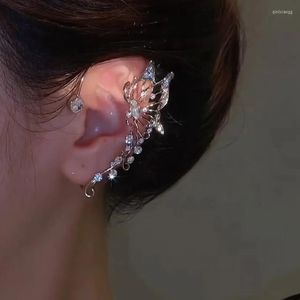 Backs Earrings Luxury Zircon Butterfly Elf Wrap Around Ear Earring Fairy No Piercing Cuff Jewelry Gift Pendiente