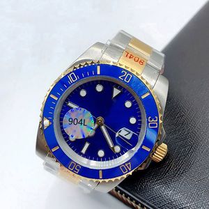 Watchsc- Mens Klasik Otomatik Mekanik Saat İsteğe bağlı su geçirmez safir kayma tokası 41mm çelik kol saatleri Aydınlık Seramik Ölçek Dairesi Saatler 0071